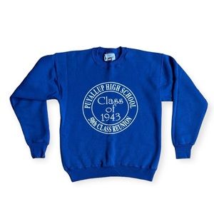 Vintage Lee 'Class of 1943 Puyallup High School' blue crewneck sweater S-M